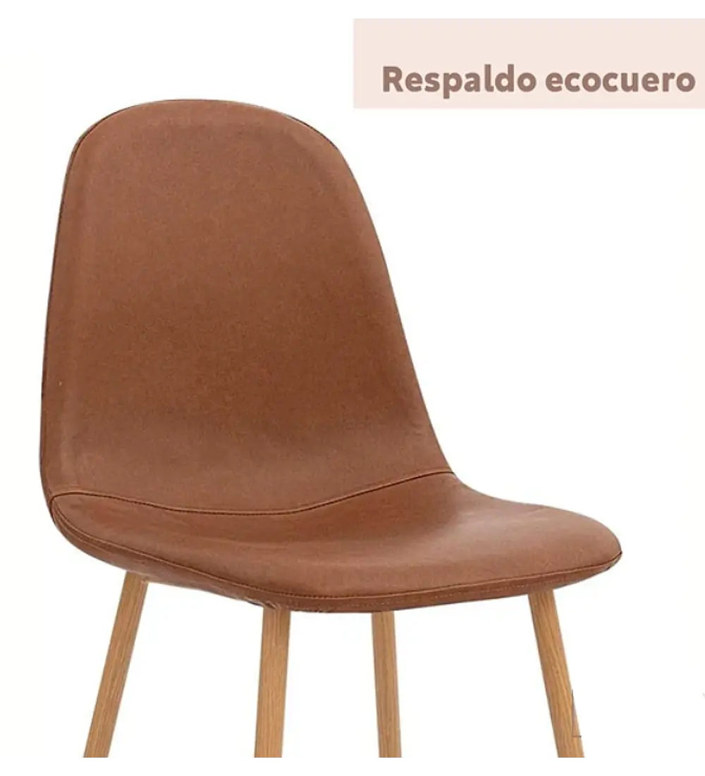 Pack de 4 Sillas Spoon Ecocuero Vintage - Café