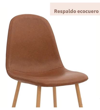 Pack de 4 Sillas Spoon Ecocuero Vintage - Café