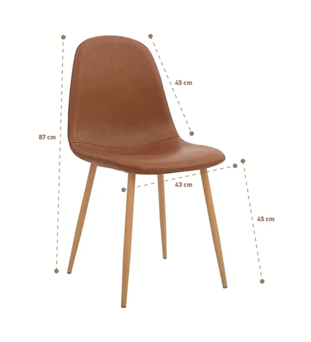 Pack de 4 Sillas Spoon Ecocuero Vintage - Café