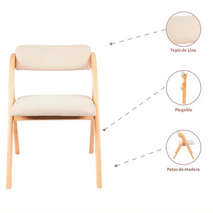 Pack de 2 Sillas Betlahem de madera plegable acolchada – Beige
