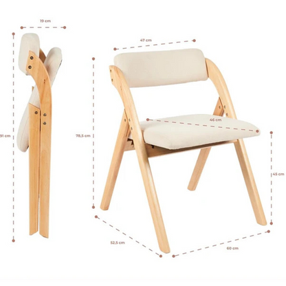 Pack de 2 Sillas Betlahem de madera plegable acolchada – Beige