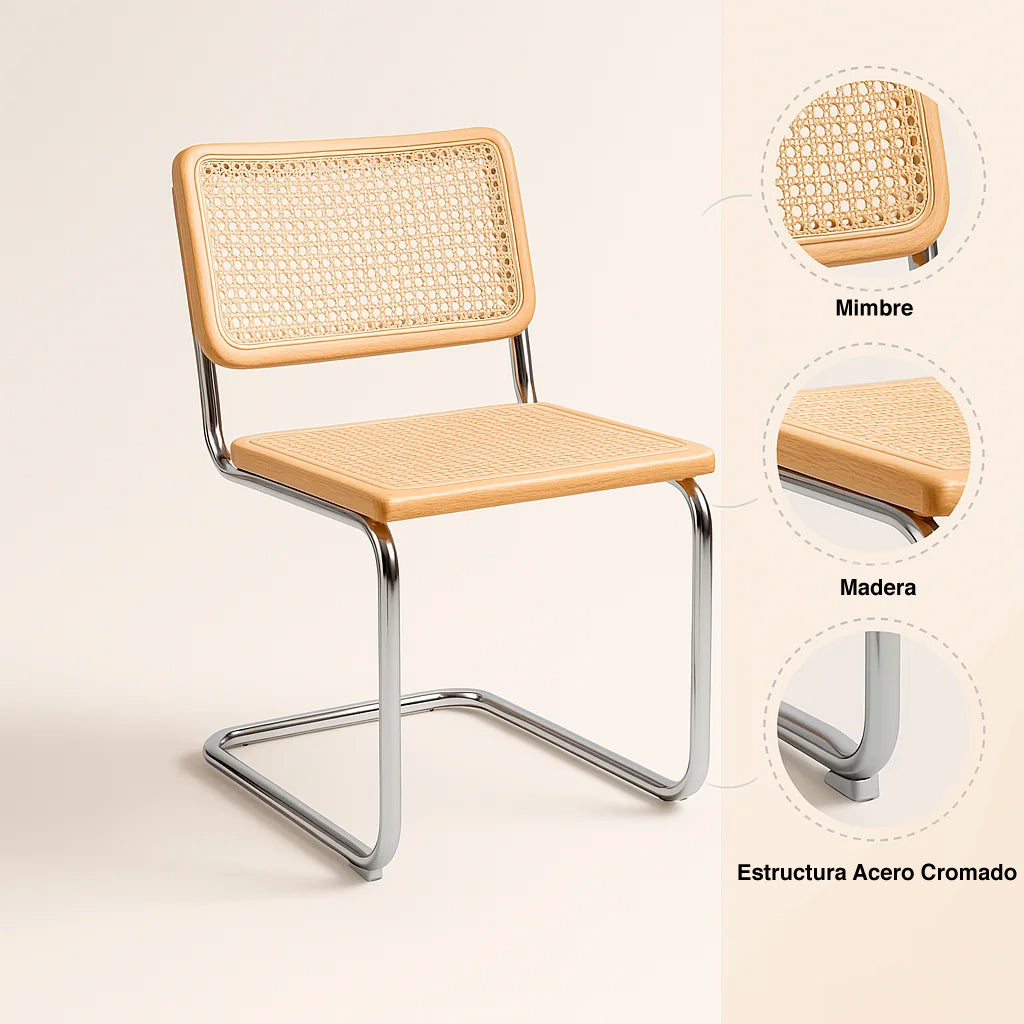 Pack de 2 Sillas Breuer Madera y Rattan – Madera
