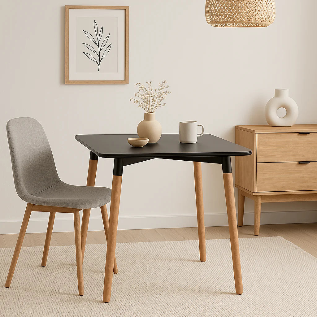 Mesa Cuadrada de Comedor Eames 80x80cm - Negra