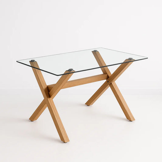 Mesa de Comedor Rectangular Vidrio Cross 140x90cm
