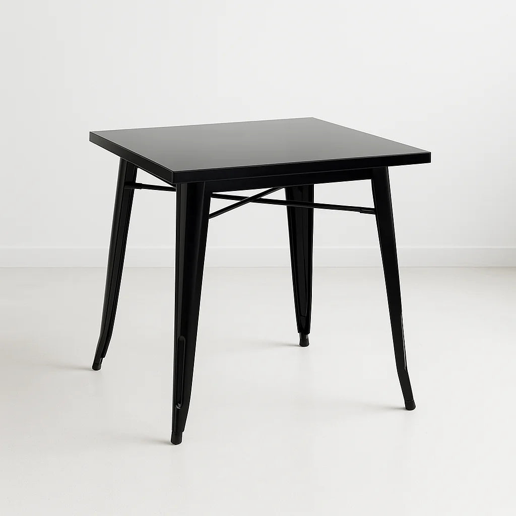Mesa Tolix de Acero 80x80cm para Bar o Terraza o Restaurant – Negra