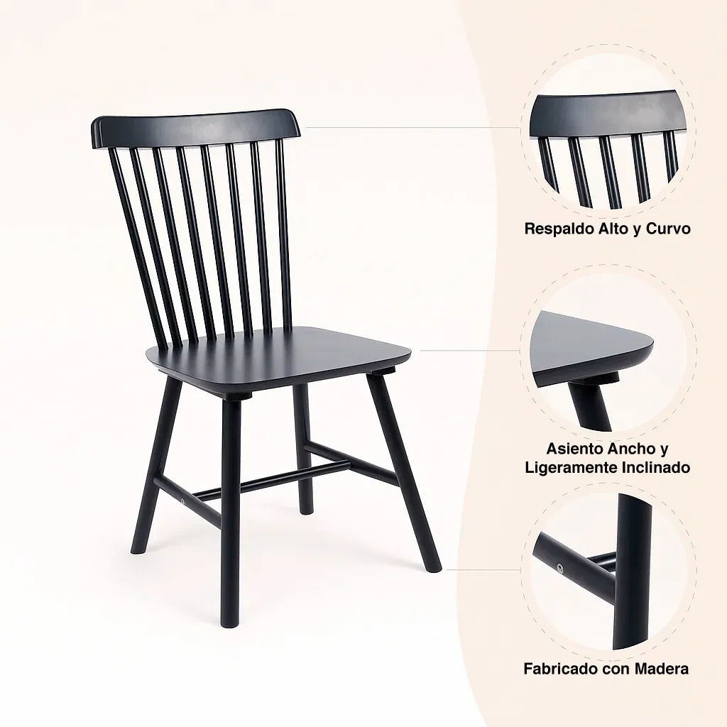 Pack de 2 Sillas Windsor Madera – Negra