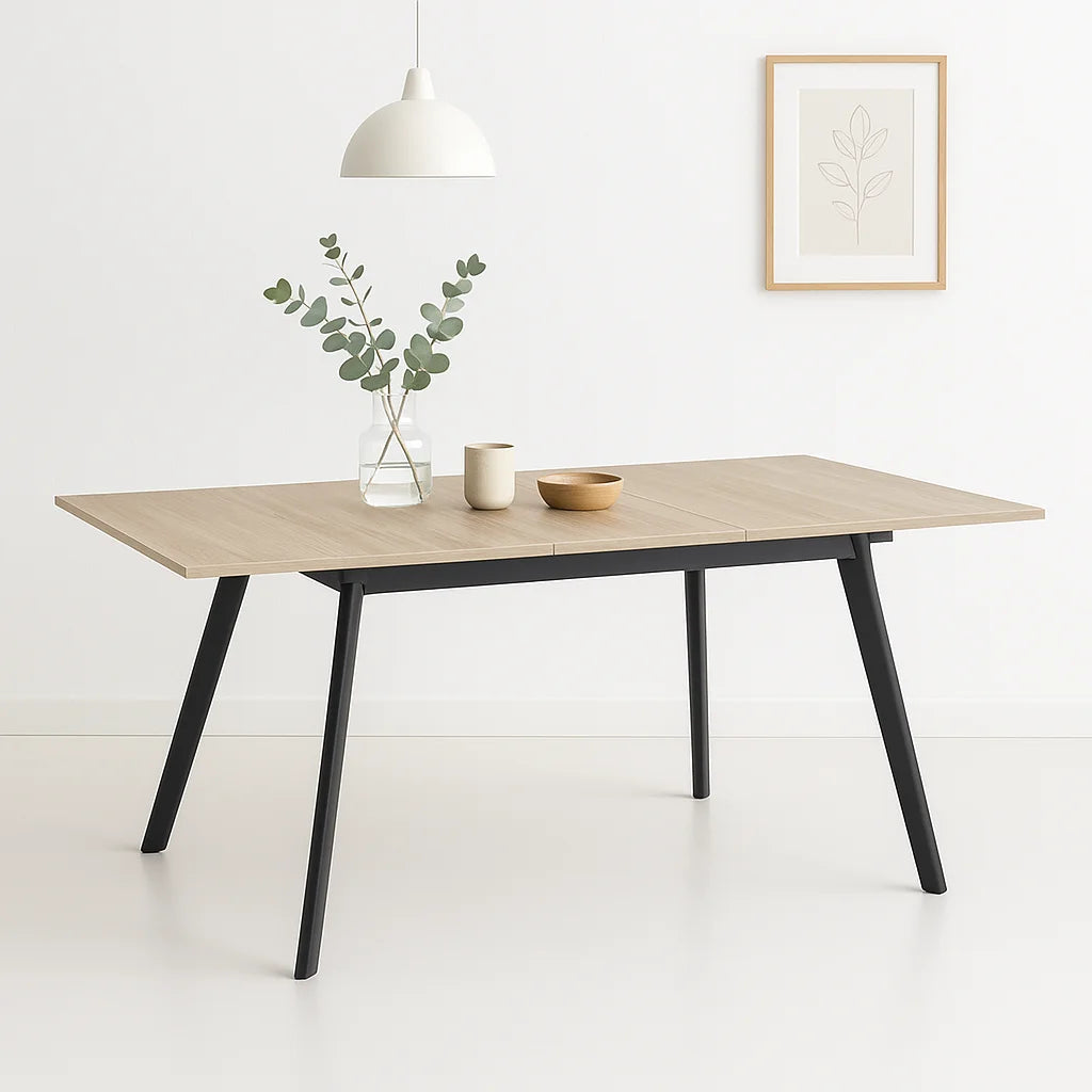 Mesa extensible 120 a 160 cm, ancho 80cm – Madera Clara