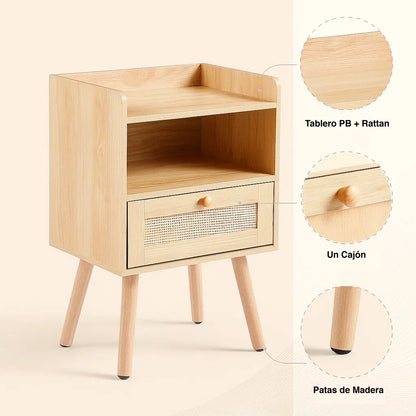 Velador Mesh Rattan con Cajon y Espacio