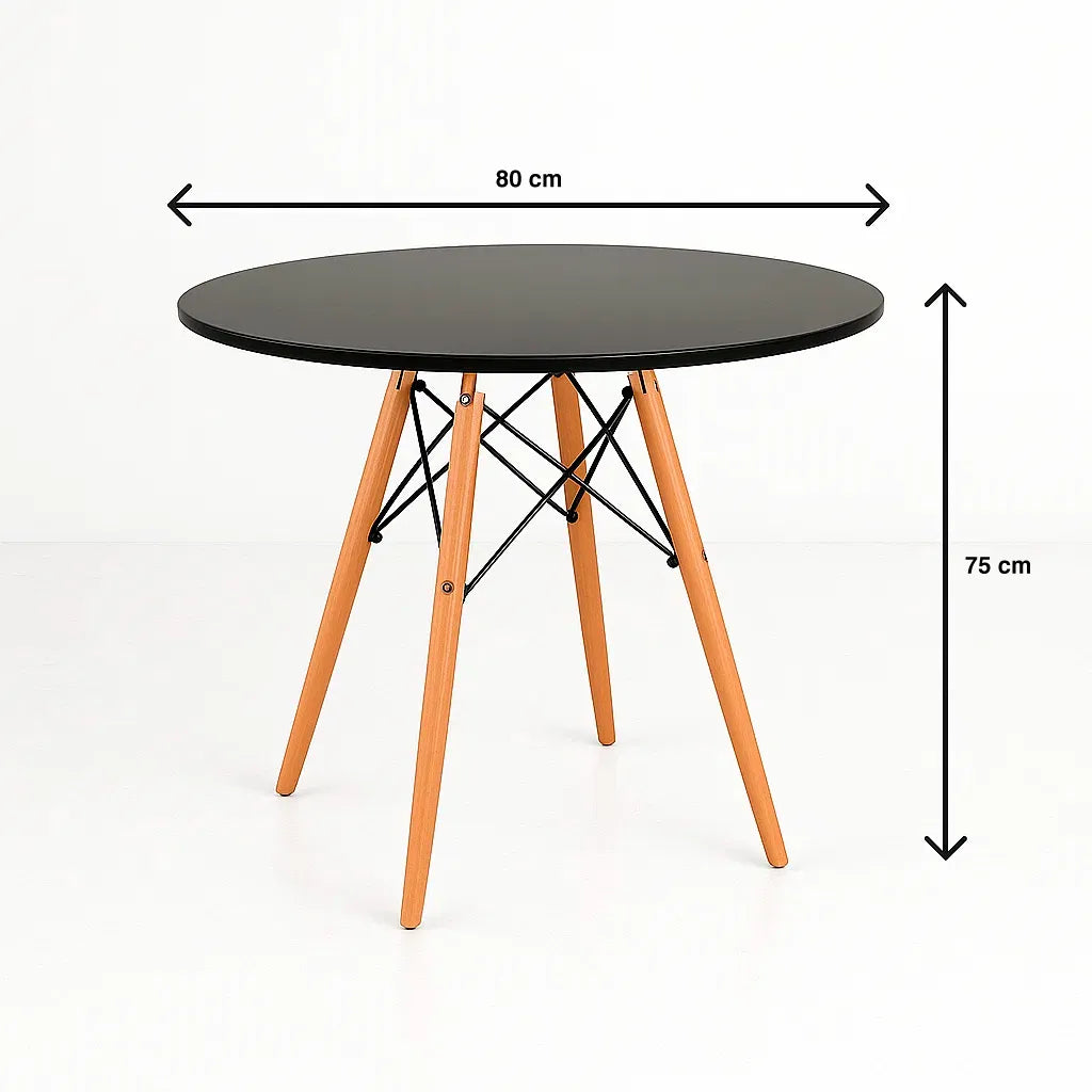 Mesa de Comedor Eames 80cm redonda – Negra