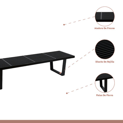 Banqueta de Madera y Metal George Nelson 160cm - Negra