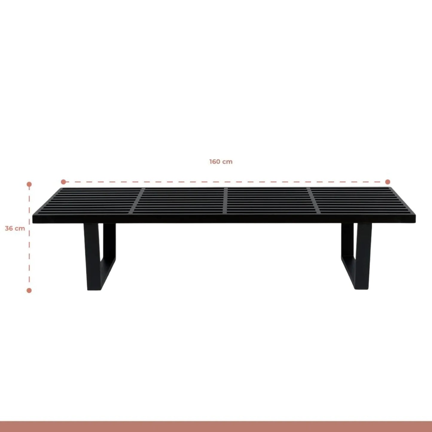 Banqueta de Madera y Metal George Nelson 160cm - Negra