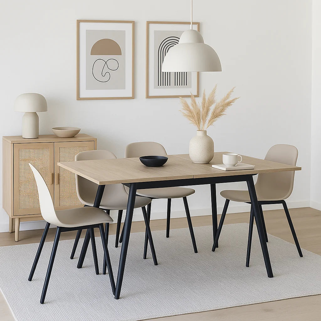 Mesa extensible 120 a 160 cm, ancho 80cm – Madera Clara