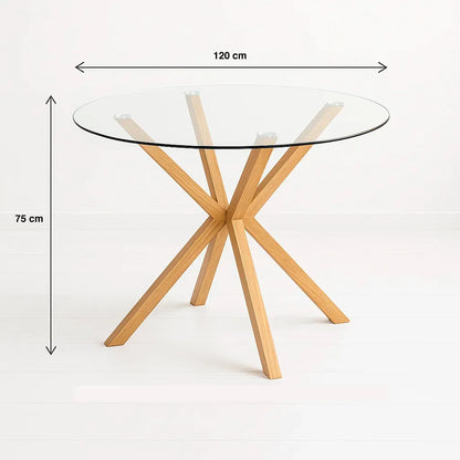 Mesa de comedor redonda de vidrio Cross 120cm
