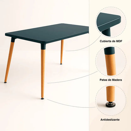Mesa de Comedor 120×80 Rectangular – Negra