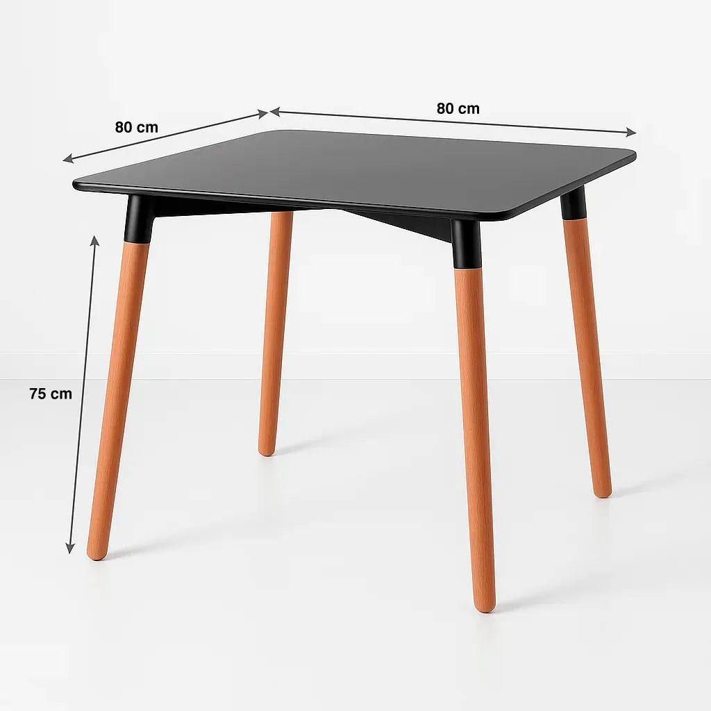 Mesa Cuadrada de Comedor Eames 80x80cm - Negra