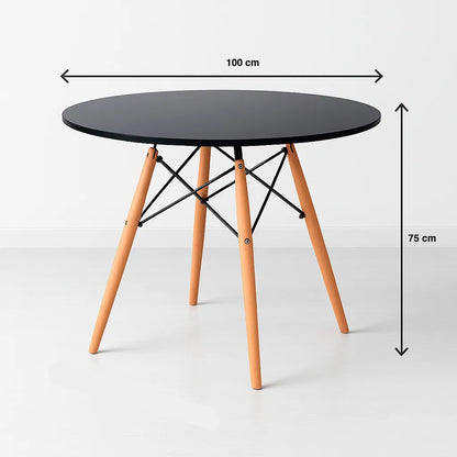Mesa de Comedor Eames 100cm redonda – Negra