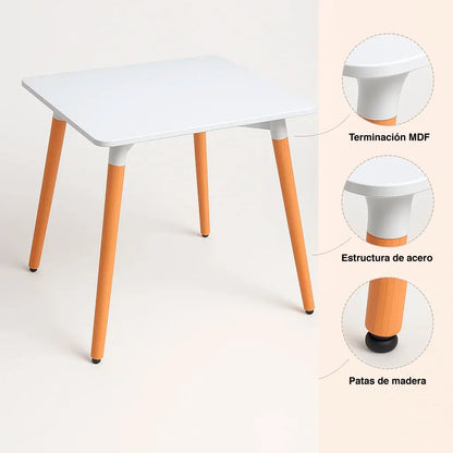Mesa Cuadrada de Comedor Eames 80x80cm - Blanca