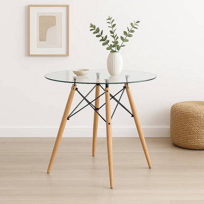 Mesa de Comedor Eames 80cm redonda vidrio