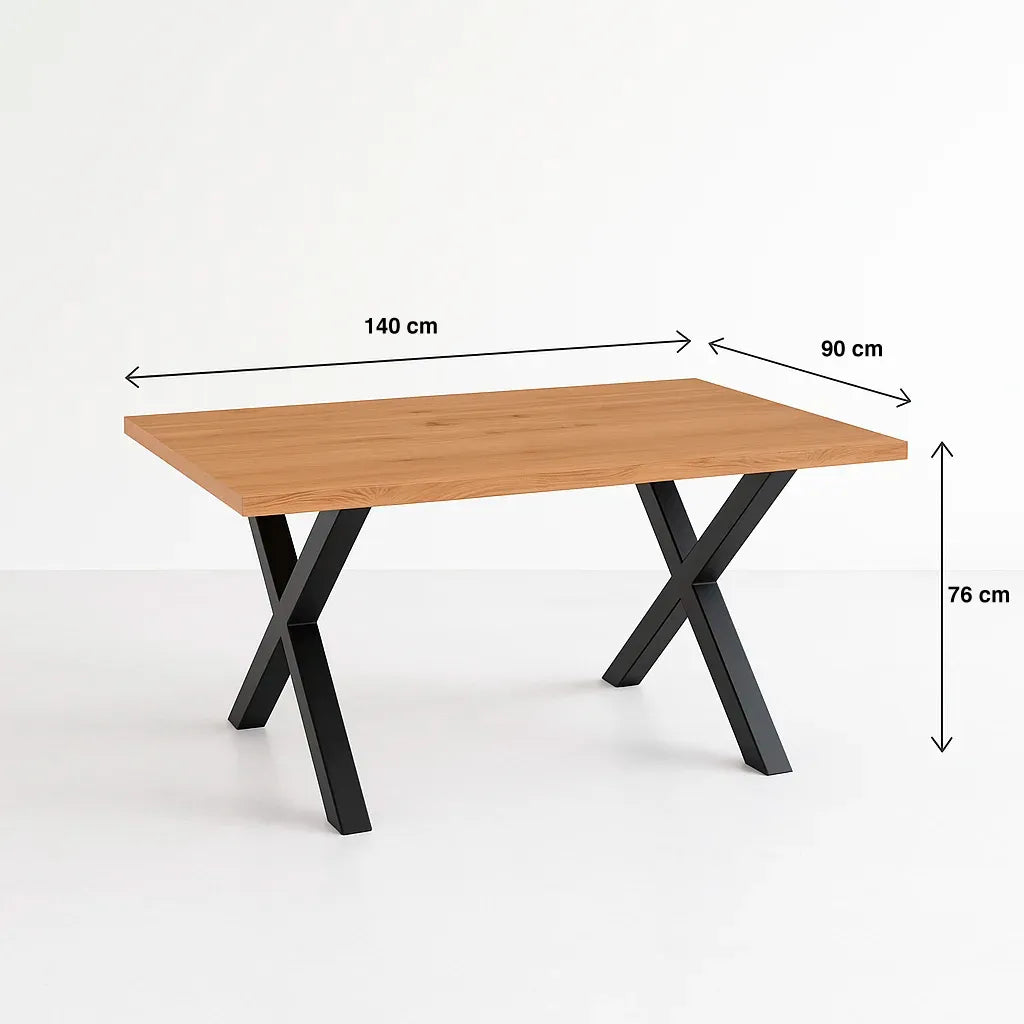 Mesa industrial Color Madera y Metal Cross 140×90