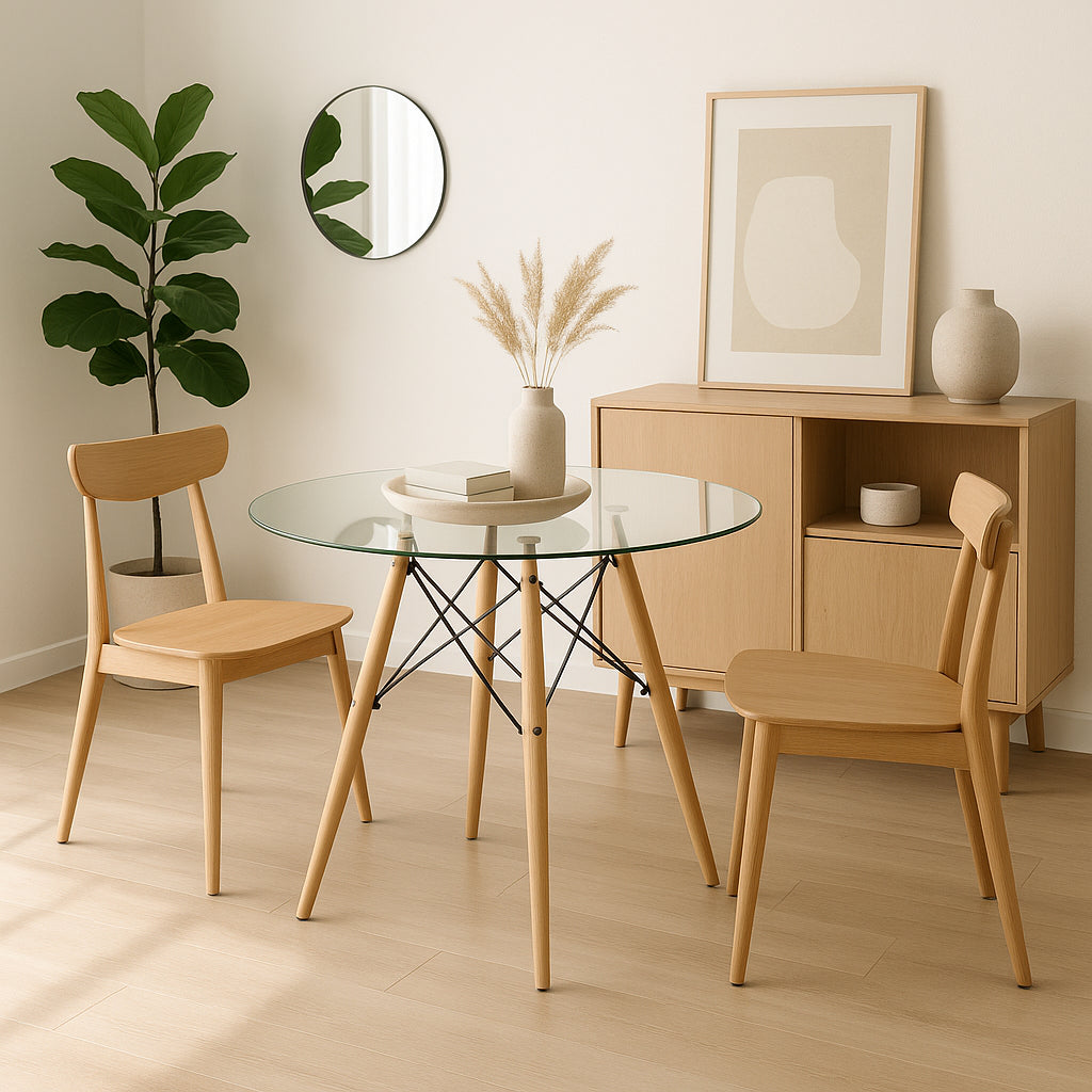 Mesa de Comedor Eames 80cm redonda vidrio