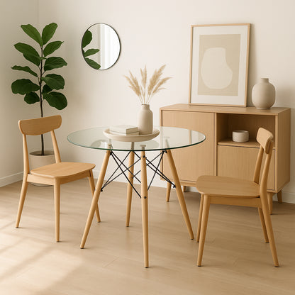 Mesa de Comedor Eames 80cm redonda vidrio
