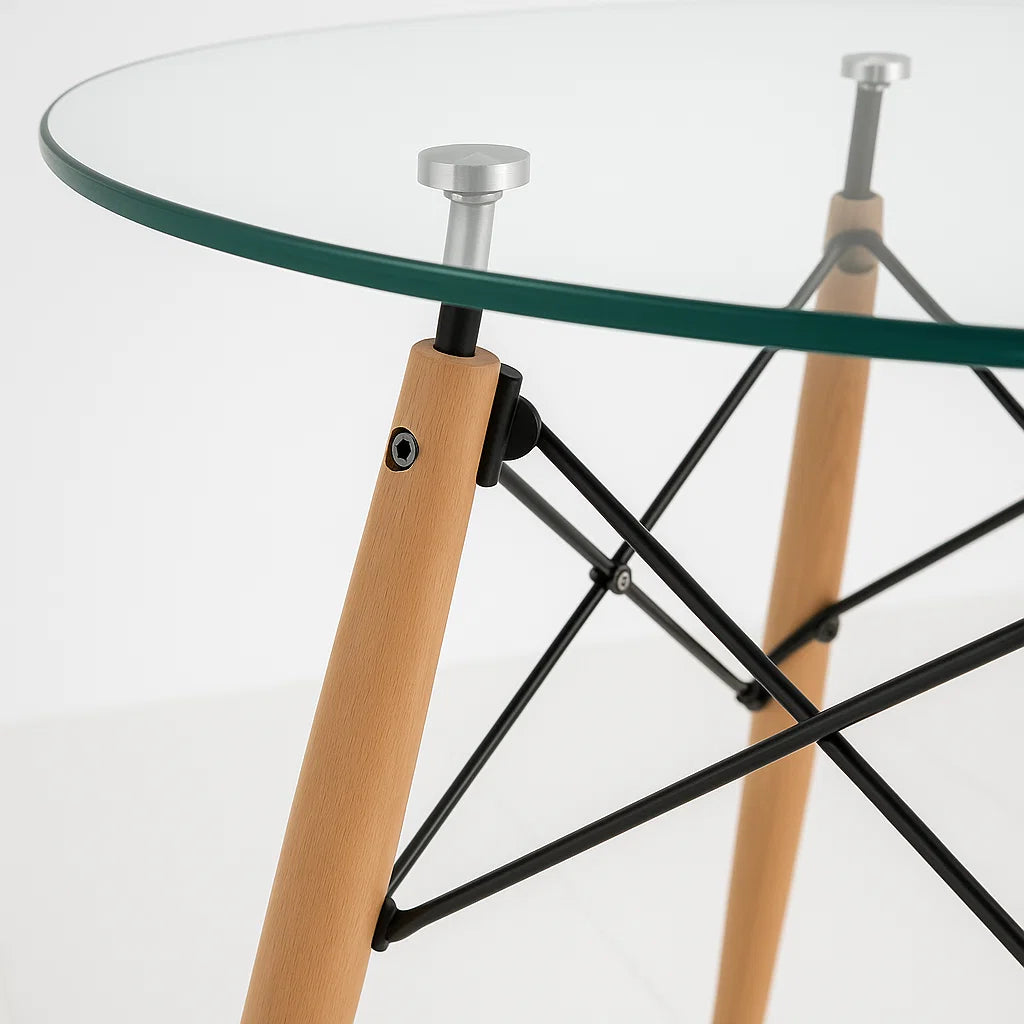 Mesa de Comedor Eames 80cm redonda vidrio