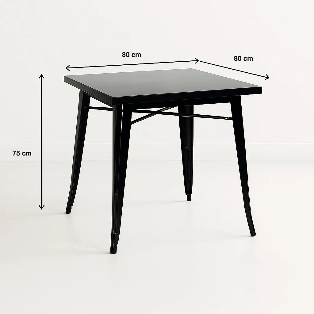 Mesa Tolix de Acero 80x80cm para Bar o Terraza o Restaurant – Negra