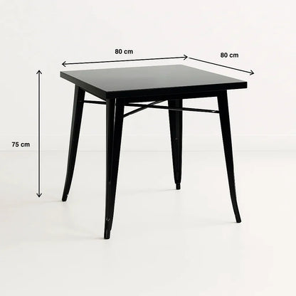 Mesa Tolix de Acero 80x80cm para Bar o Terraza o Restaurant – Negra
