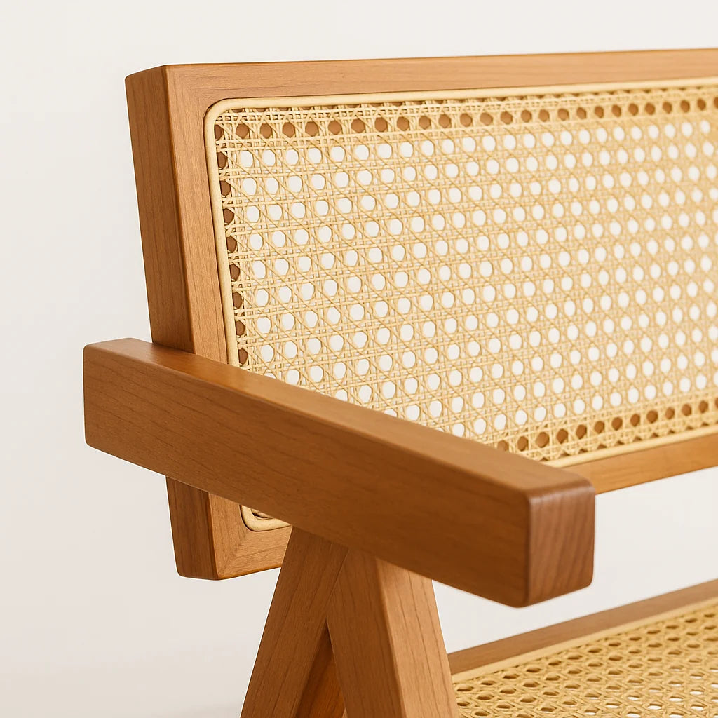 Silla Sitial Butaca Chandigarh Madera Rattan Natural