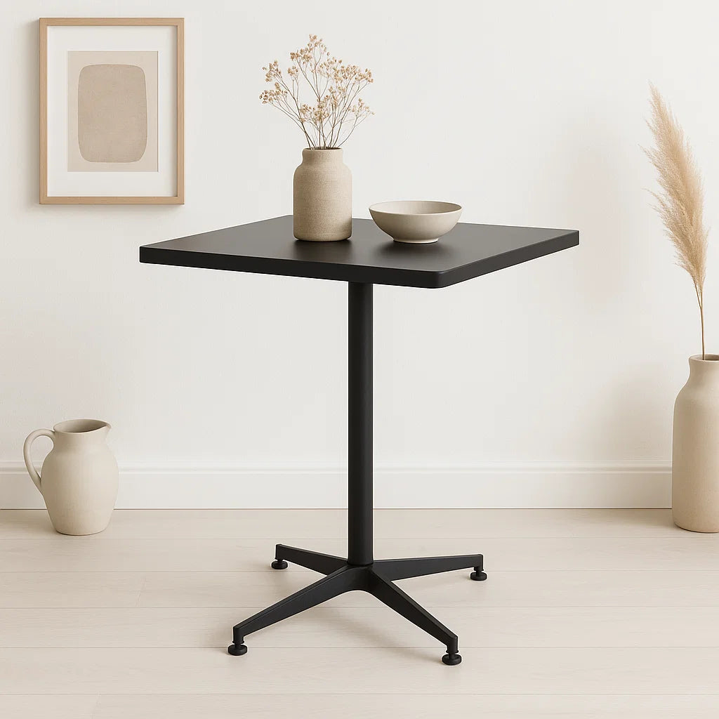 Mesa de restaurant 70×70 de metal cruz y MDF – Negra
