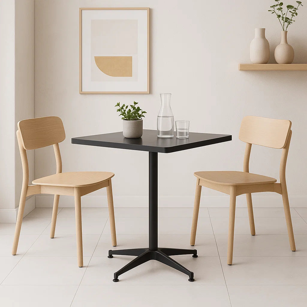 Mesa de restaurant 70×70 de metal cruz y MDF – Negra