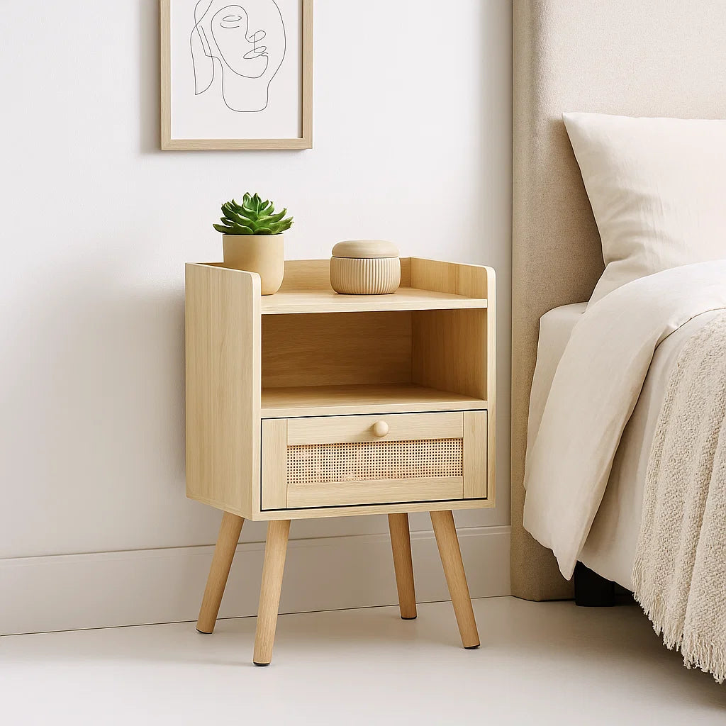 Velador Mesh Rattan con Cajon y Espacio