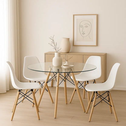 Mesa de Comedor Eames 100cm redonda vidrio