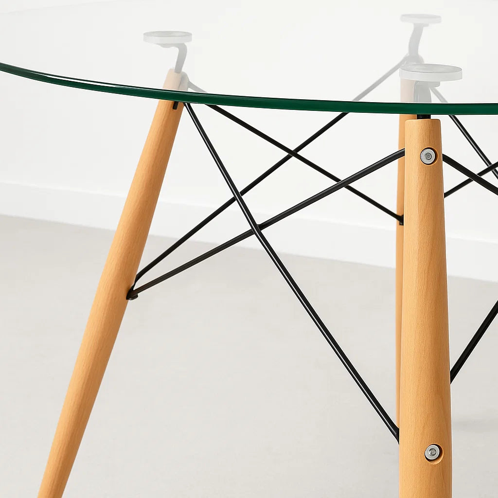 Mesa de Comedor Eames 100cm redonda vidrio