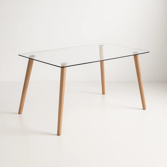 Mesa de Comedor Vidrio Rectangular Nórdica 140×90 cm