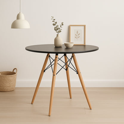 Mesa de Comedor Eames 80cm redonda – Negra