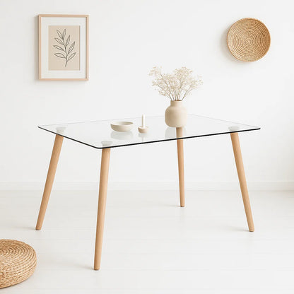Mesa de Comedor Vidrio Rectangular Nórdica 140×90 cm