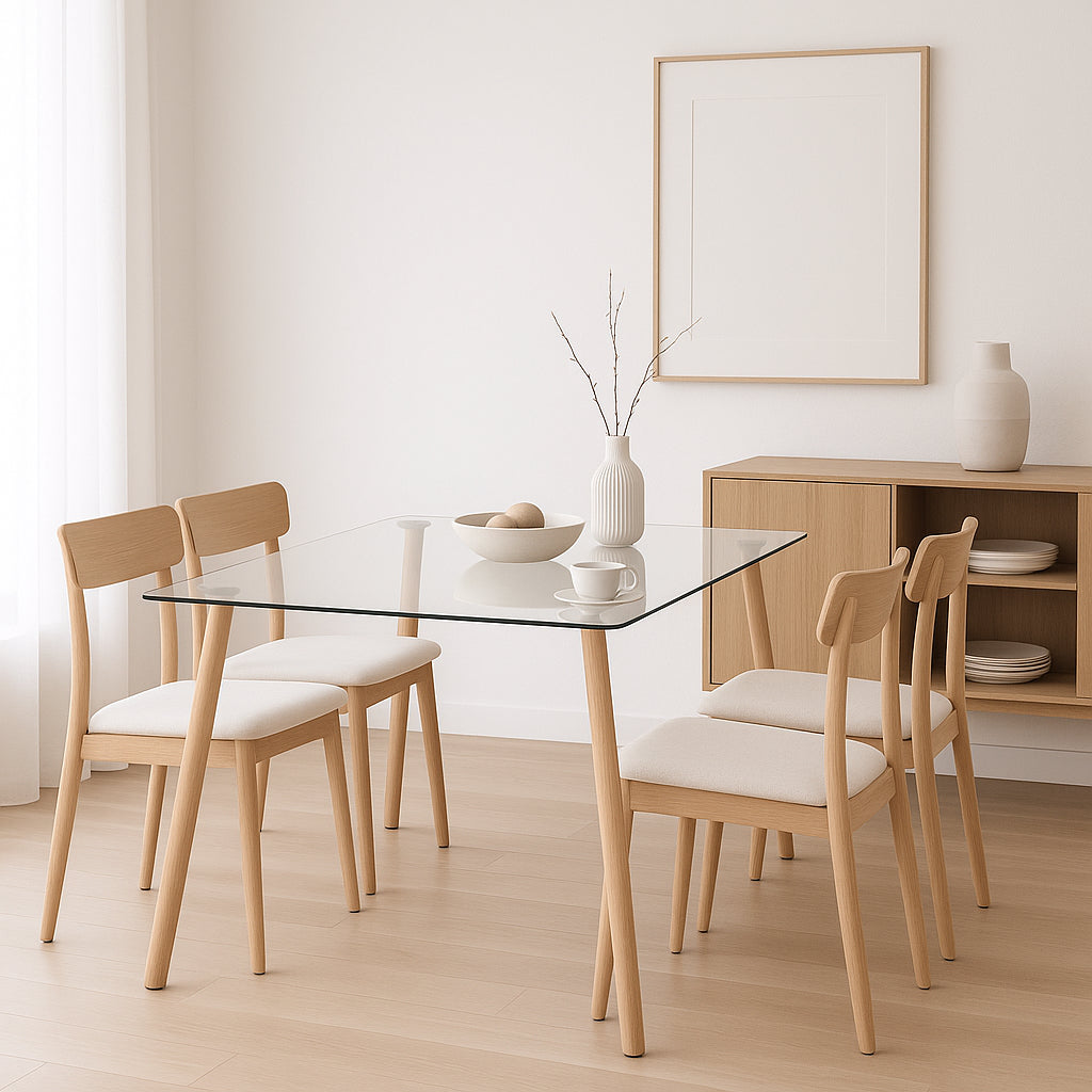 Mesa de Comedor Vidrio Rectangular Nórdica 140×90 cm
