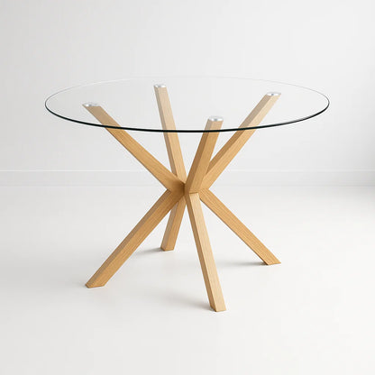 Mesa de comedor redonda de vidrio Cross 120cm