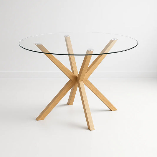 Mesa de comedor redonda de vidrio Cross 120cm