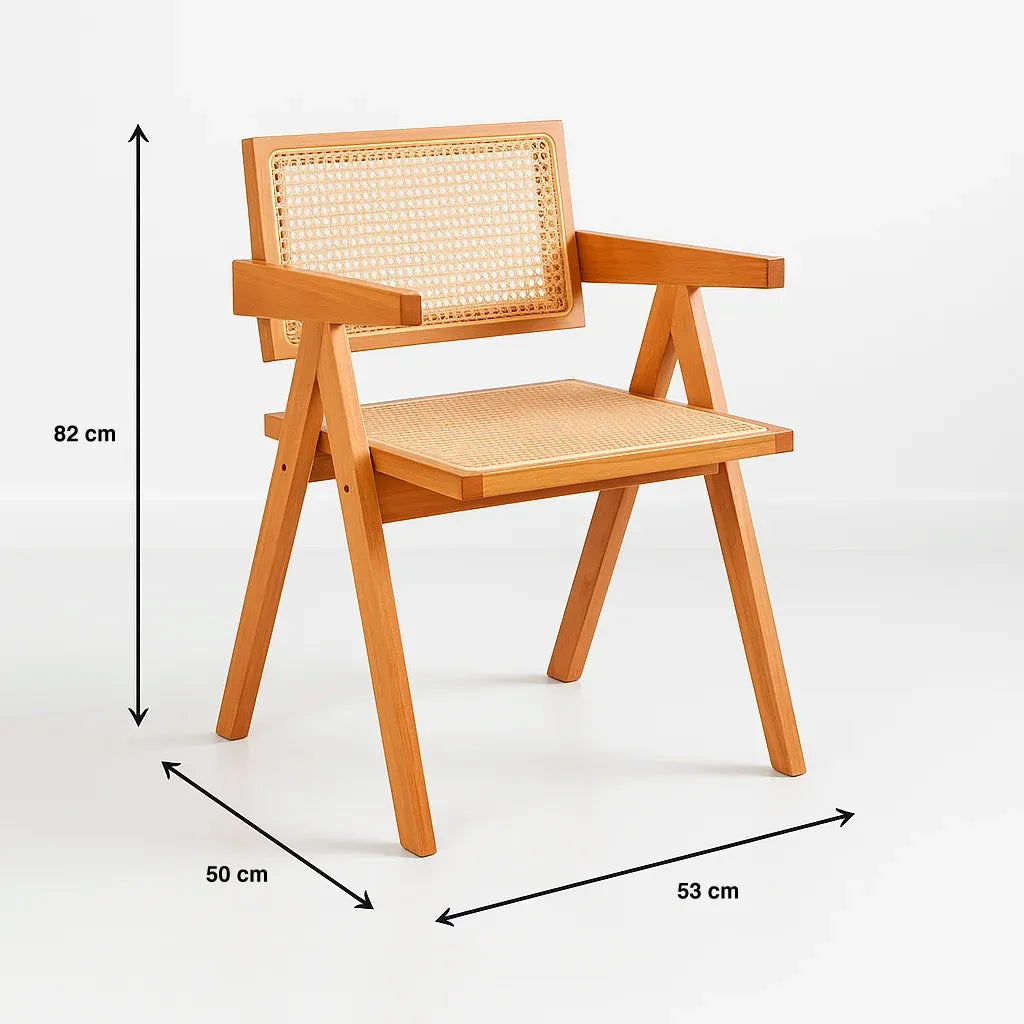 Silla Sitial Butaca Chandigarh Madera Rattan Natural
