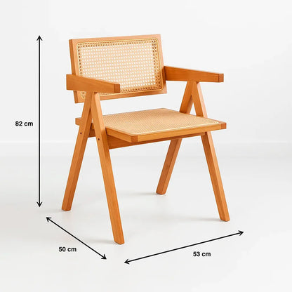 Silla Sitial Butaca Chandigarh Madera Rattan Natural