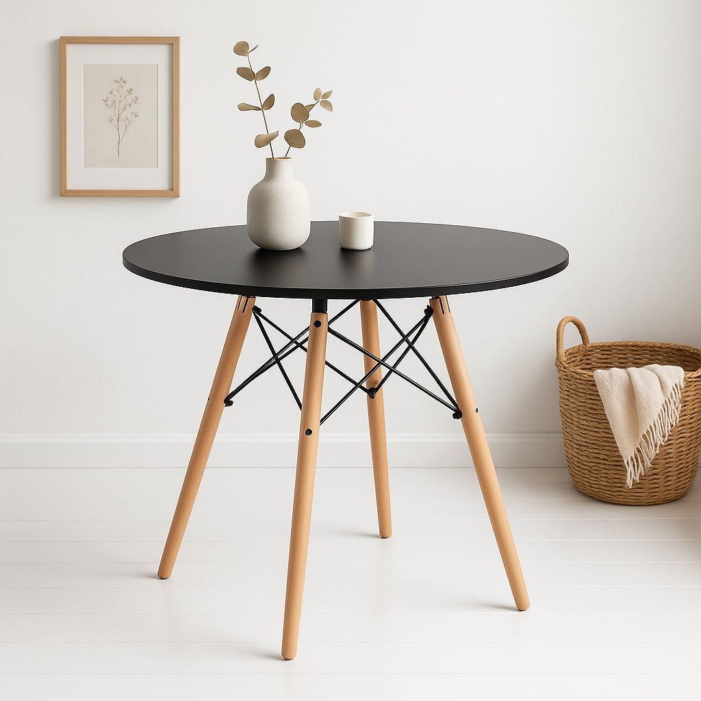 Mesa de Comedor Eames 100cm redonda – Negra