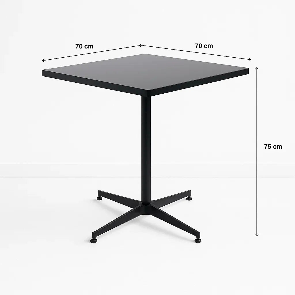 Mesa de restaurant 70×70 de metal cruz y MDF – Negra