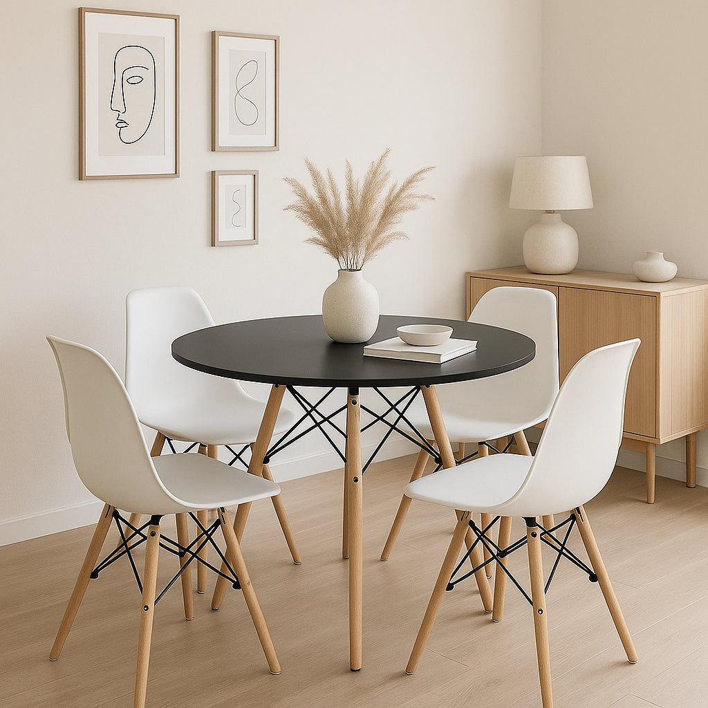 Mesa de Comedor Eames 100cm redonda – Negra