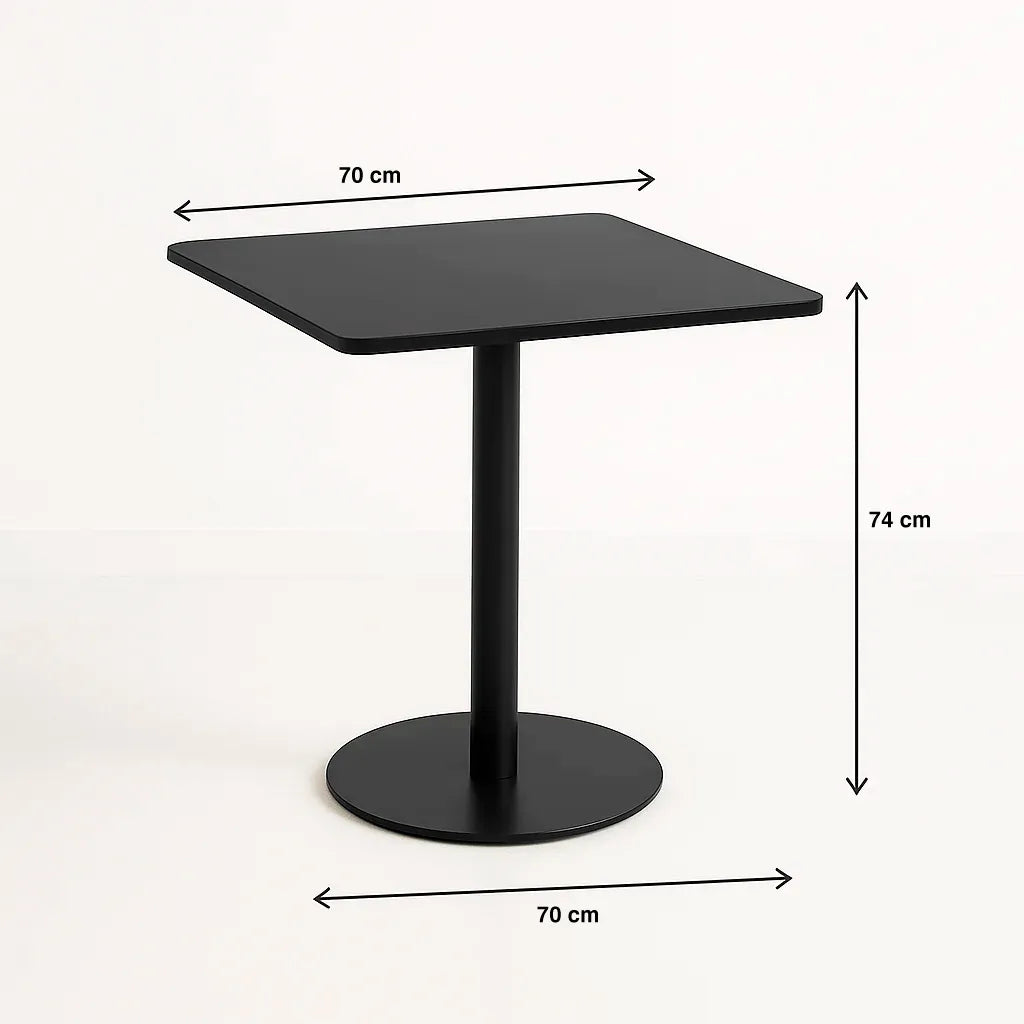 Mesa restaurant 70×70 Tubo Metal cubierta MDF