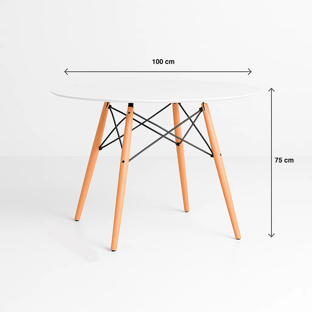 Mesa de Comedor Eames 100cm redonda – Blanca