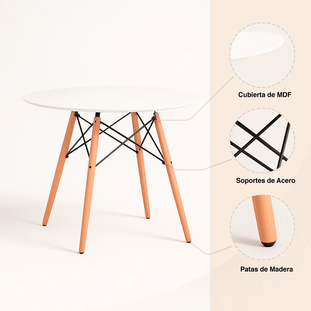 Mesa de Comedor Eames 100cm redonda – Blanca