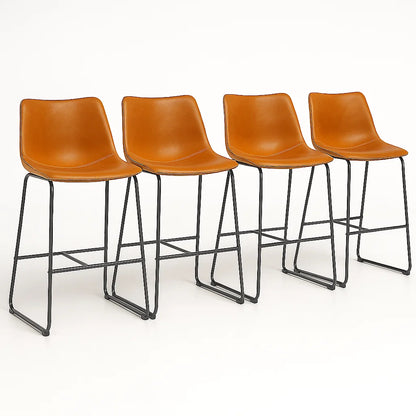 Pack de 4 Taburetes de Bar Burgos de Cuero y Metal Industrial