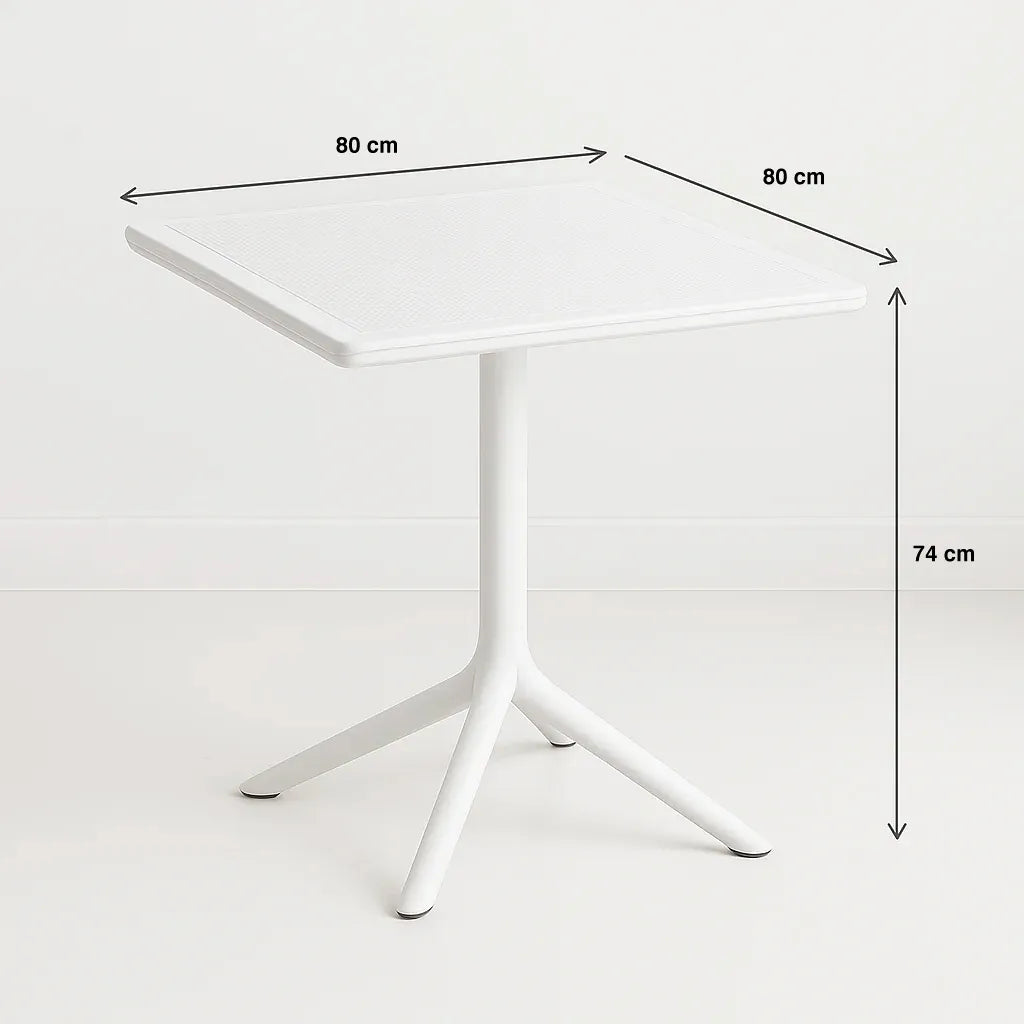 Mesa restaurant 80×80 Polipropileno Terraza Exterior – Blanca